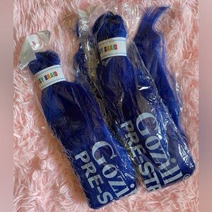 Gozill Pre-stretched Straight Blue Hair Extensions for Festival Braiding (2)